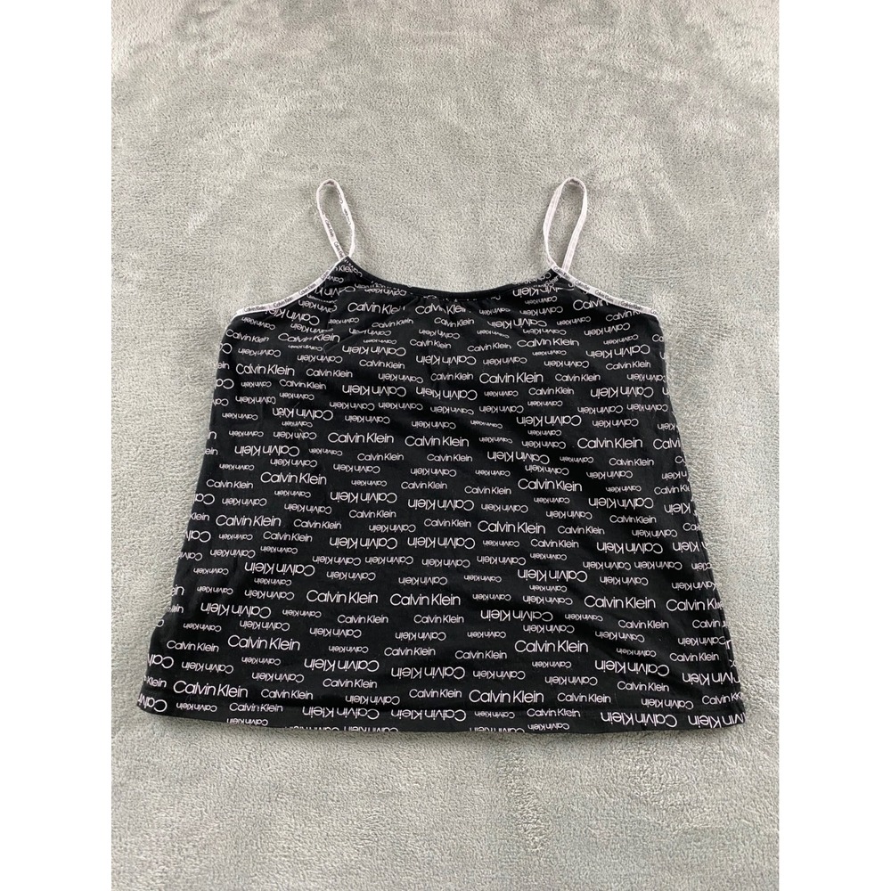 Calvin Klein Womens Black White Logo Print Sleepwear Camisole Tank Top XL